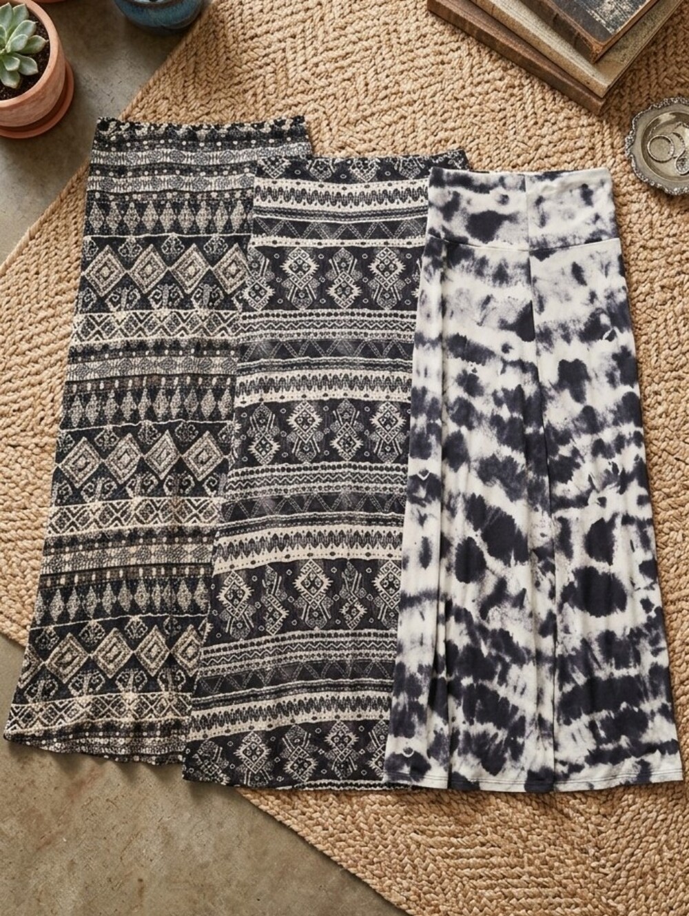 Black & White Printed Maxi Skirts - 3 Pack
